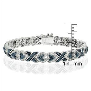 New 1.00ctw Blue Diamond X's & Hearts Bracelet 7.5”!